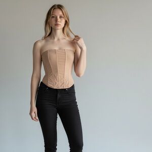 Jluxlabel Nude Zip Corset Bustier Top Strapless Boned Y2K NWT Large